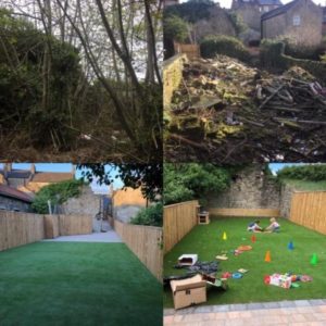 The family play area of the Secret Garden before and after