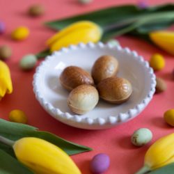 White chocolate almond praline egg